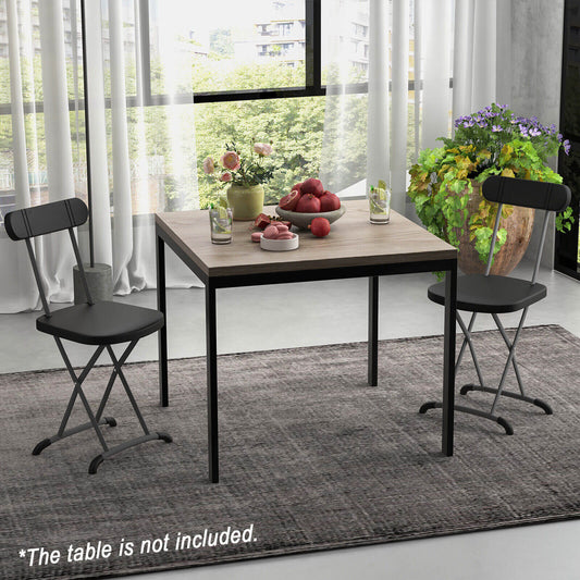 2-Piece Folding Chair Set, Sturdy Frame, Ergonomic Backrest, Black