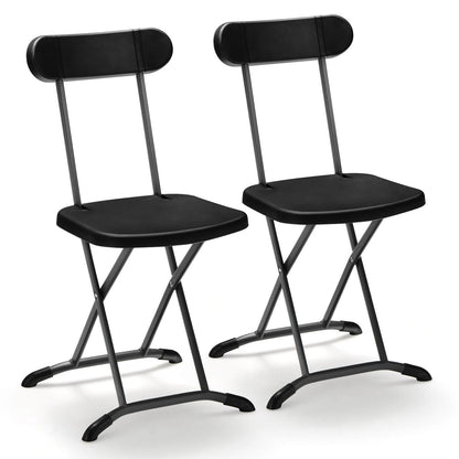 2 Pieces Outdoor Folding Chair Set with Sturdy Frame and Ergonomic Backrest, Black Patio Dining Chairs at Gallery Canada