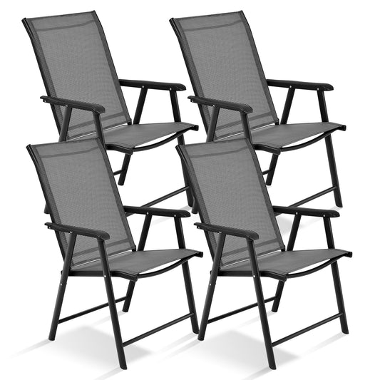 4-Pack Folding Chairs, Portable Outdoor Camping, Gray Patio Dining Chairs Gray at Gallery Canada