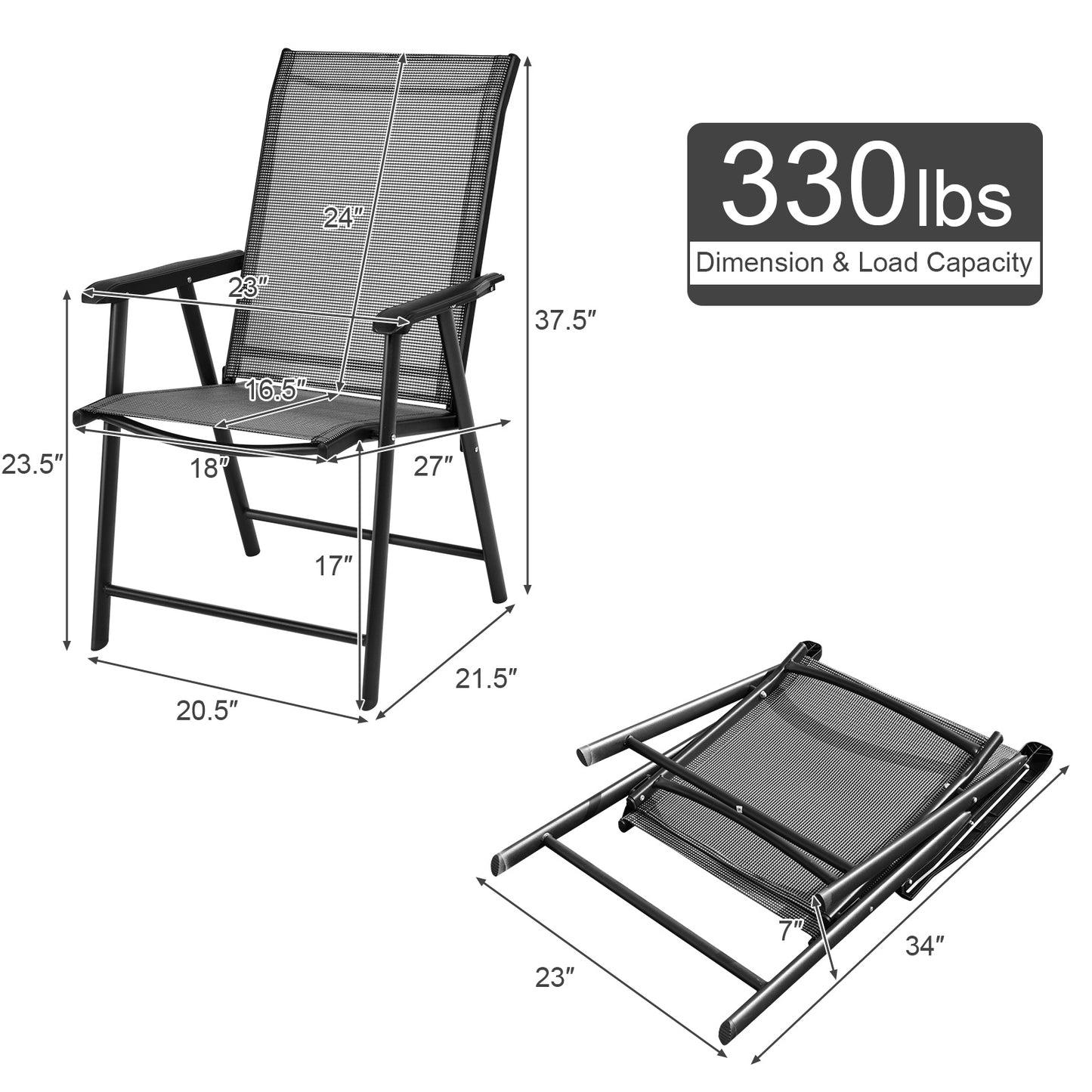 4-Pack Folding Chairs, Portable Outdoor Camping, Gray Patio Dining Chairs at Gallery Canada