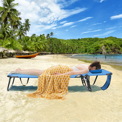 Beach Chaise Lounge Chair With Face Hole, Removable Pillow, Blue Outdoor Chaise Lounges at Gallery Canada