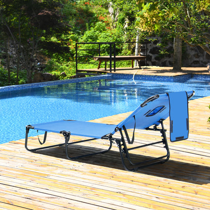 Beach Chaise Lounge Chair With Face Hole, Removable Pillow, Blue Outdoor Chaise Lounges at Gallery Canada