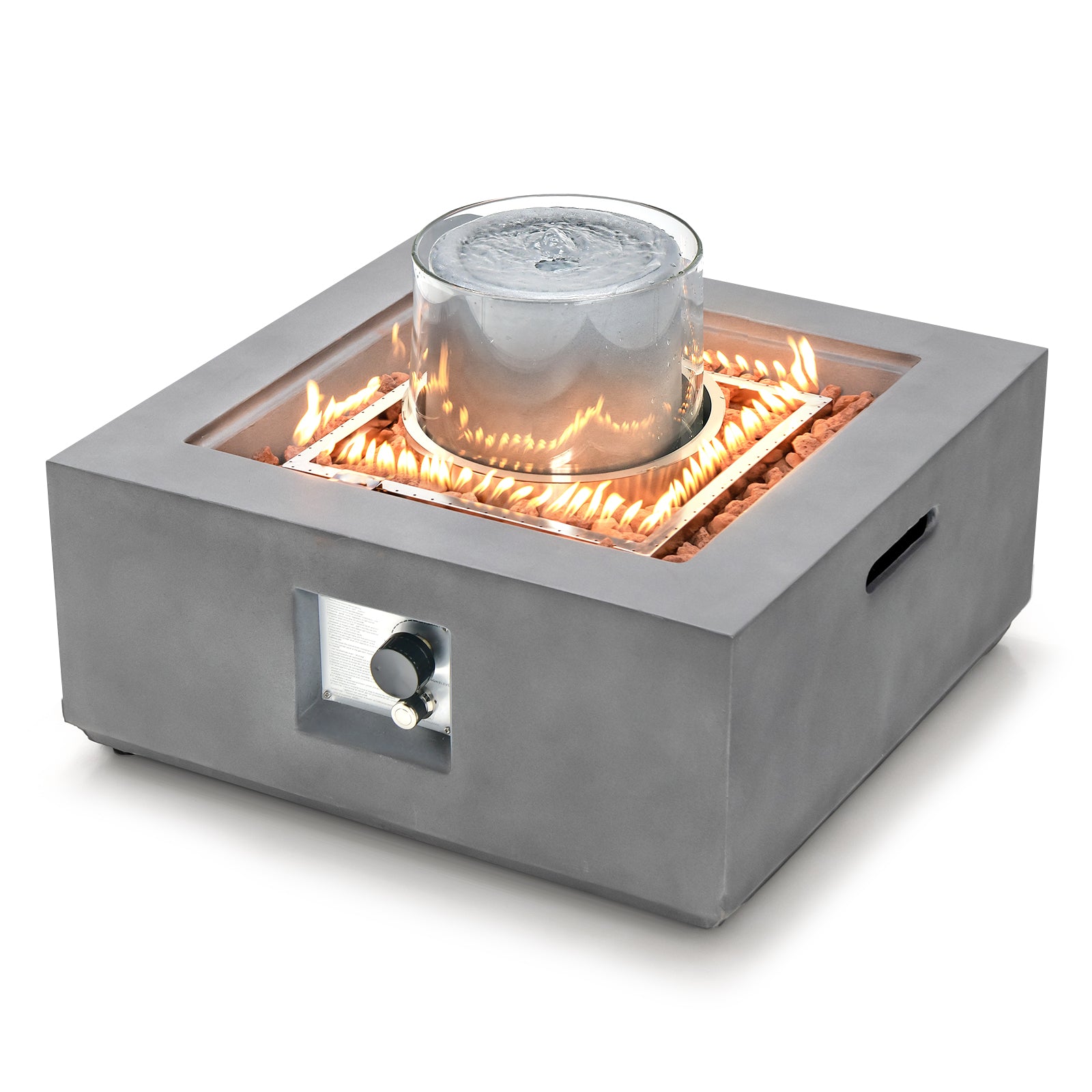 28 Inch 50000 BTU Patio Square Propane Fire Pit with PVC Cover, Gray Fire Pits at Gallery Canada