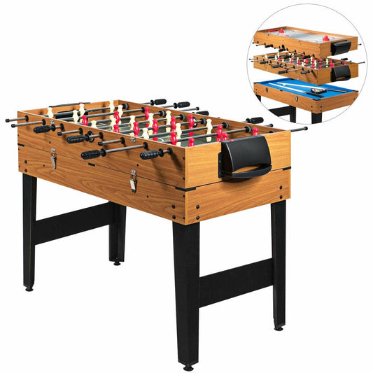 48 Inch 3-In-1 Multi Combo Game Table with Soccer for Game Rooms, Natural - Gallery Canada
