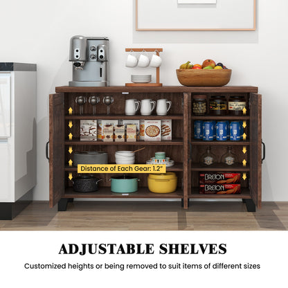 3-Door Buffet Sideboard with Adjustable Shelves and Anti-Tipping Kits, Brown Sideboards Cabinets & Buffets at Gallery Canada