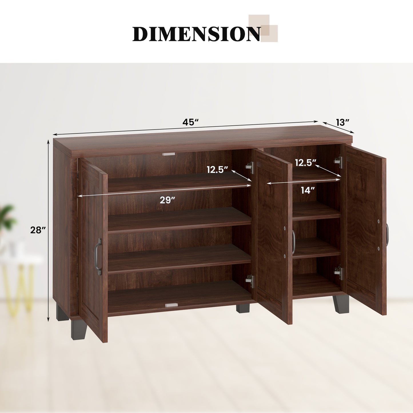 3-Door Buffet Sideboard with Adjustable Shelves and Anti-Tipping Kits, Brown Sideboards Cabinets & Buffets at Gallery Canada