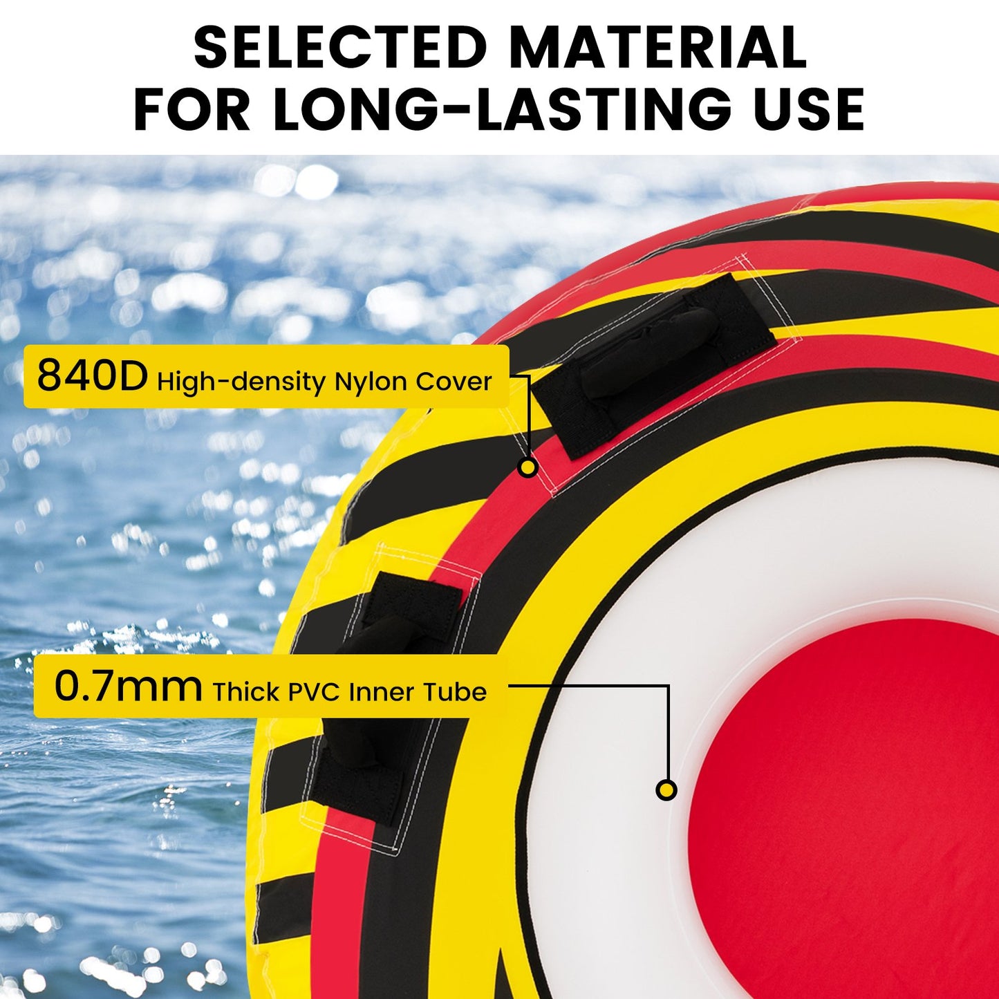 Inflatable Towable Tubes for Boating Water Sport, Multicolor