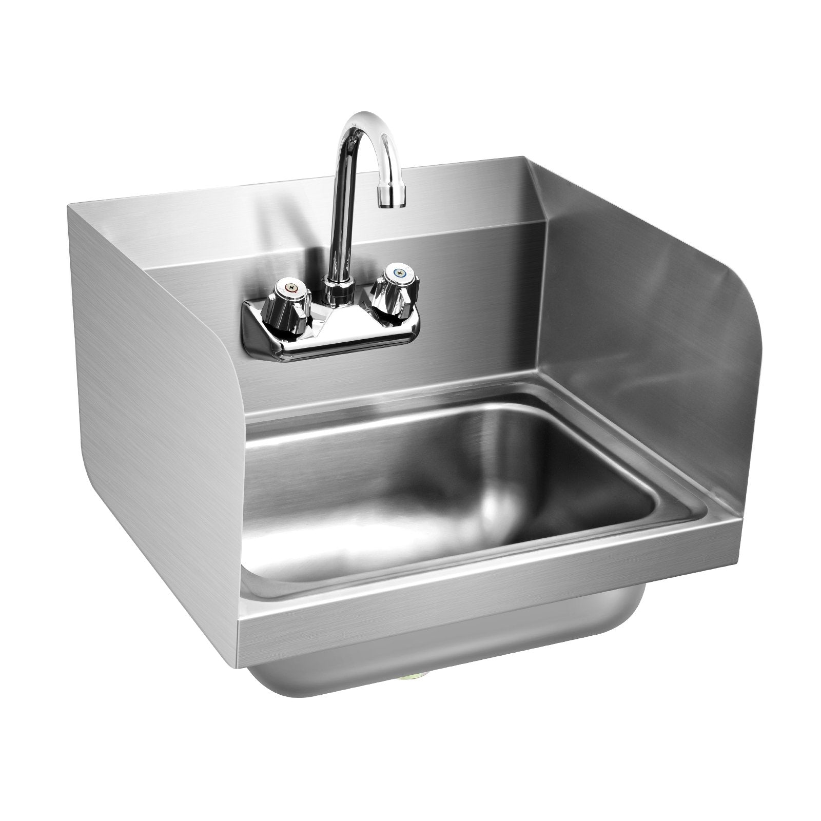 Stainless Steel Sink Wall Mount Hand Washing Sink with Faucet and Side Splash, Silver at Gallery Canada