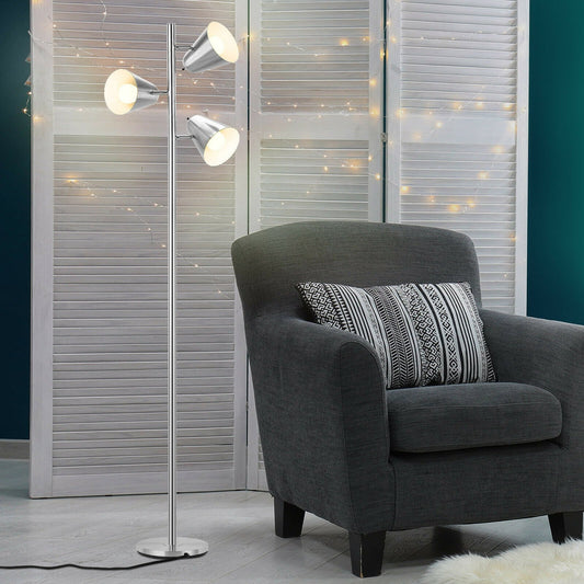 64 Inch 3-Light LED Floor Lamp Reading Light for Living Room Bedroom, Silver - Gallery Canada