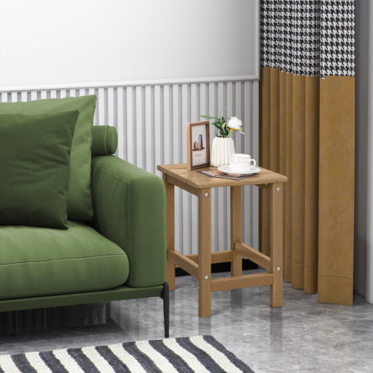 14 Inch Square Weather-Resistant Adirondack Side Table, Brown Patio Coffee Tables Brown at Gallery Canada