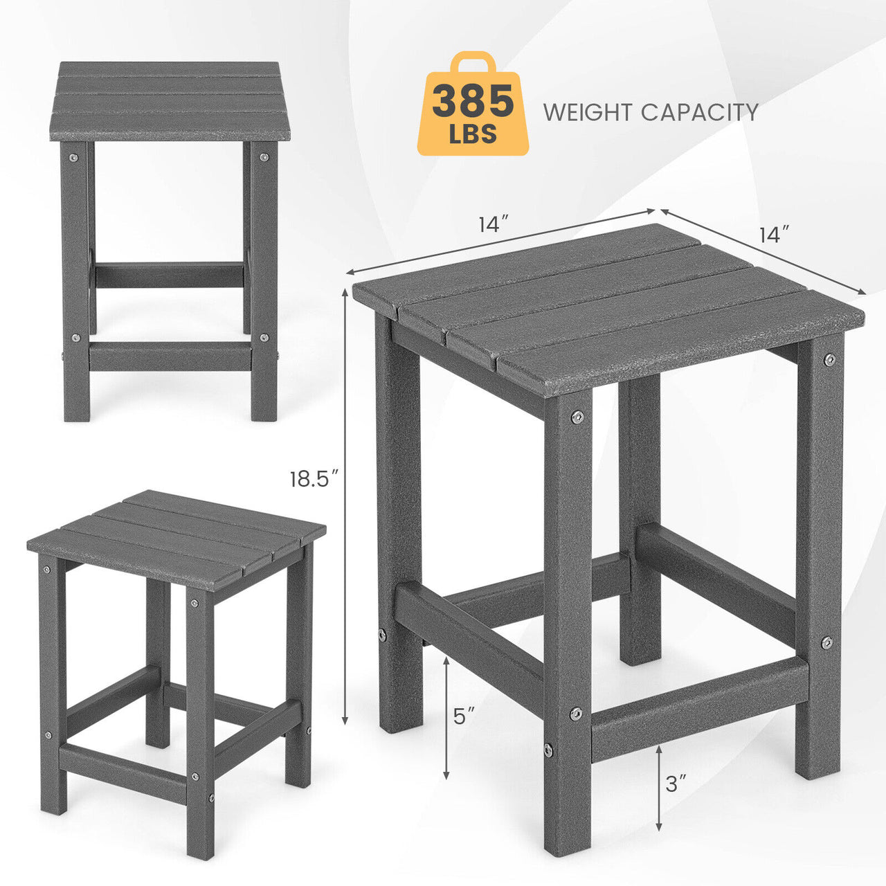 14 Inch Square Weather-Resistant Adirondack Side Table - Gallery View 4 of 9