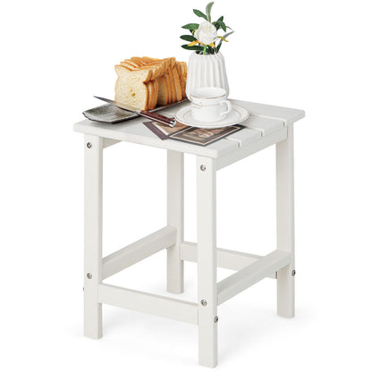 14 Inch Square Weather-Resistant Adirondack Side Table, White Patio Coffee Tables at Gallery Canada