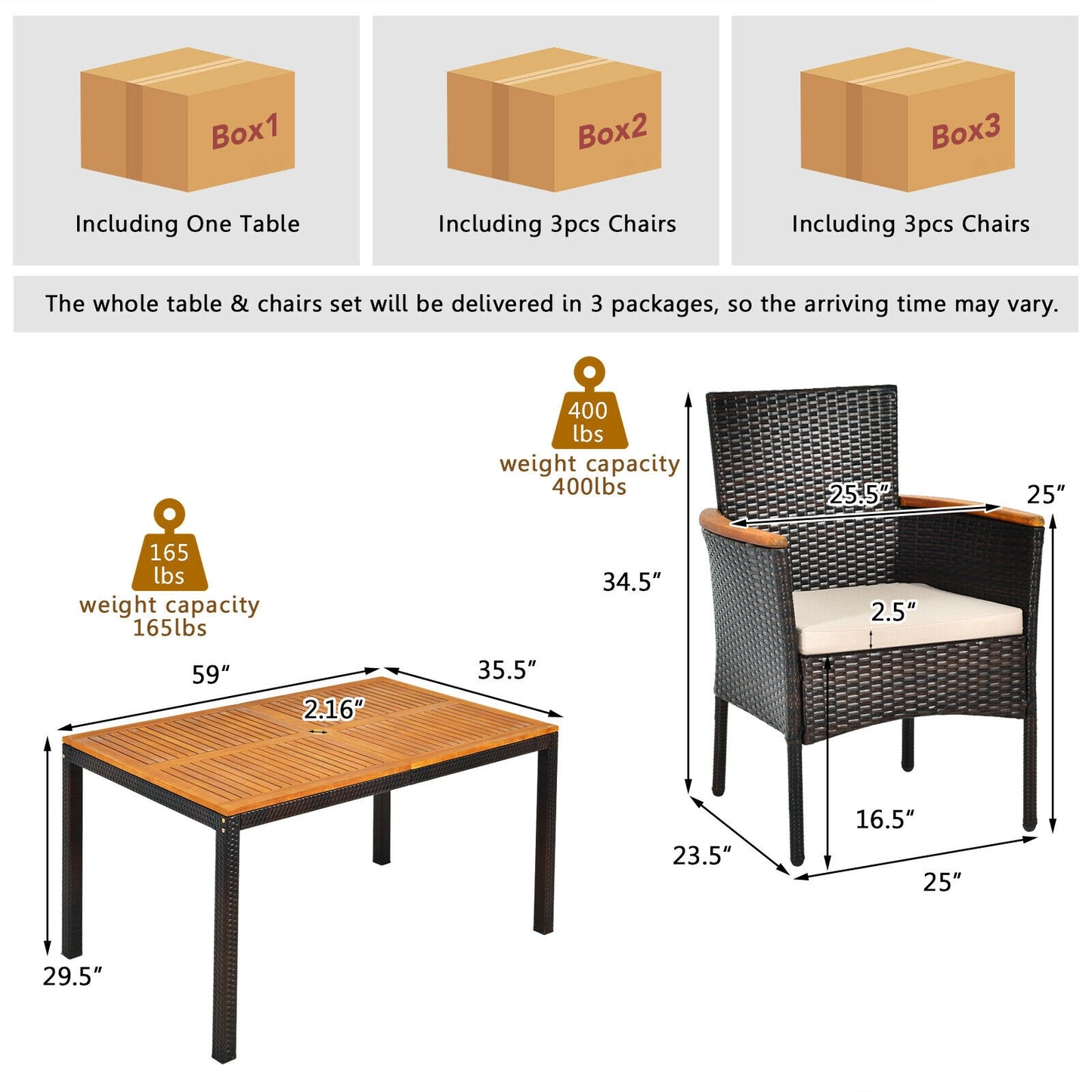 7 Piece Rattan Dining Set, With Cushioned Armchairs, Umbrella Hole, Brown Patio Dining Sets at Gallery Canada