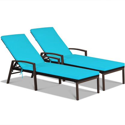 2-Piece Adjustable Rattan Patio Lounge Chair, Turquoise Outdoor Chaise Lounges at Gallery Canada