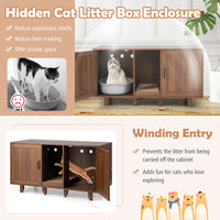 Thumbnail for 2-Door Cat Litter Box Enclosure with Winding Entry and Scratching Board - Gallery View 9 of 10