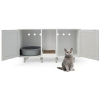 Thumbnail for 2-Door Cat Litter Box Enclosure with Winding Entry and Scratching Board - Gallery View 8 of 10