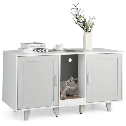 2-Door Cat Litter Box Enclosure, Winding Entry, Scratching Board, Gray Cat Houses at Gallery Canada