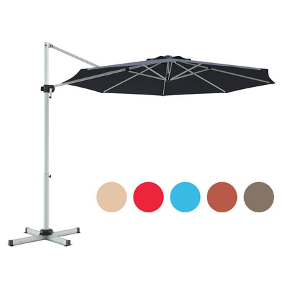 11 Feet Patio Offset Cantilever Umbrella 360° Rotation Aluminum Tilt, Gray Outdoor Umbrellas at Gallery Canada