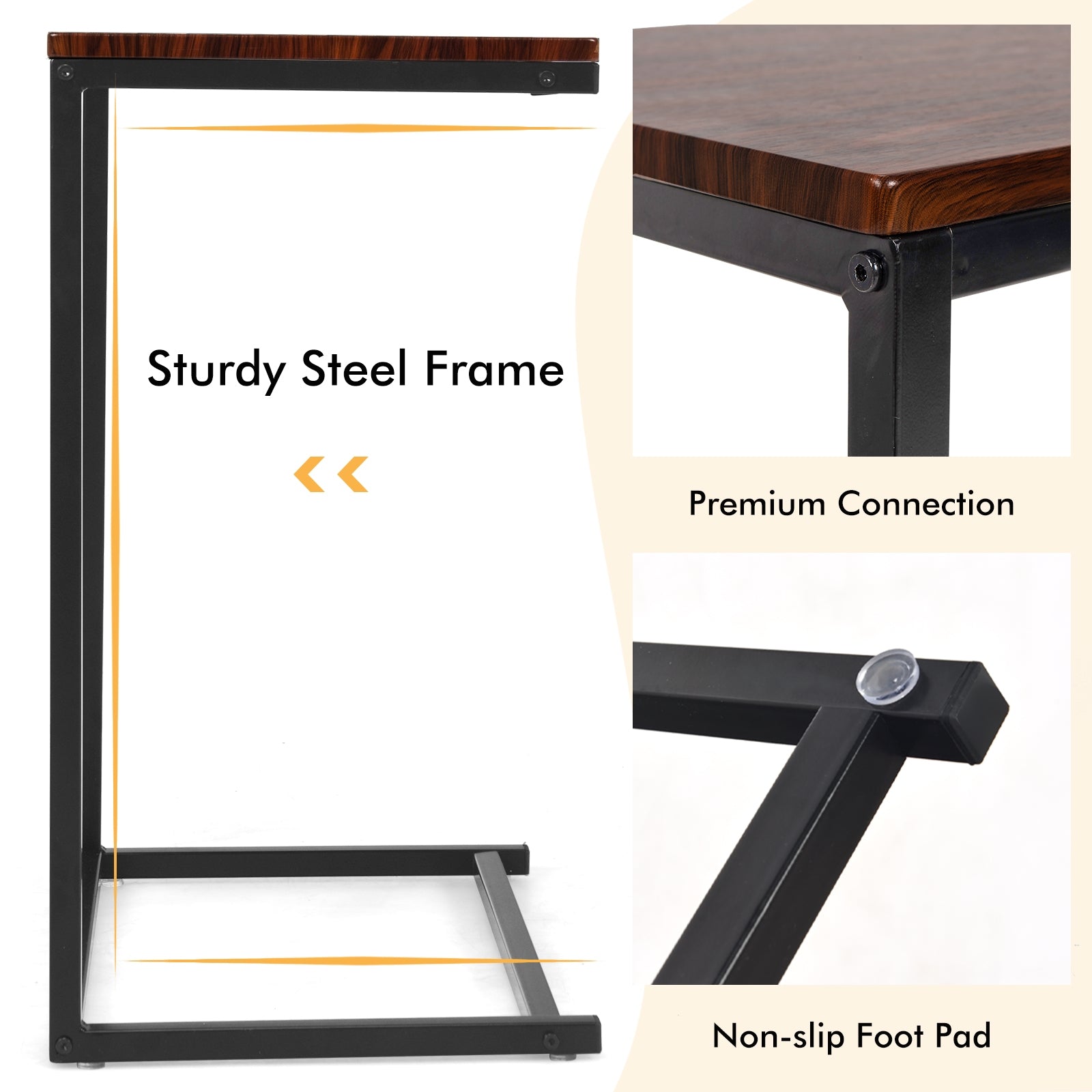 26 Inch Beside Sofa Laptop Holder End Stand Desk, Dark Brown End & Side Tables at Gallery Canada