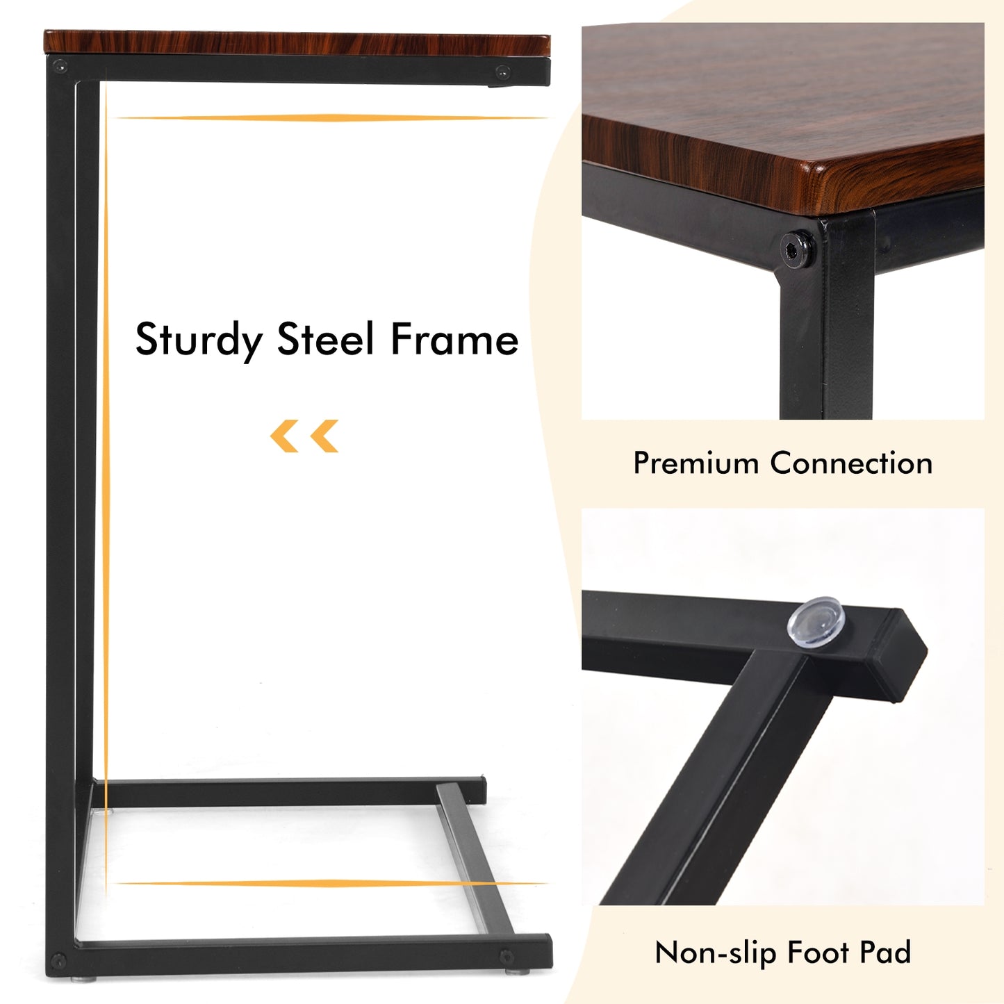 26 Inch Beside Sofa Laptop Holder End Stand Desk, Dark Brown End & Side Tables at Gallery Canada