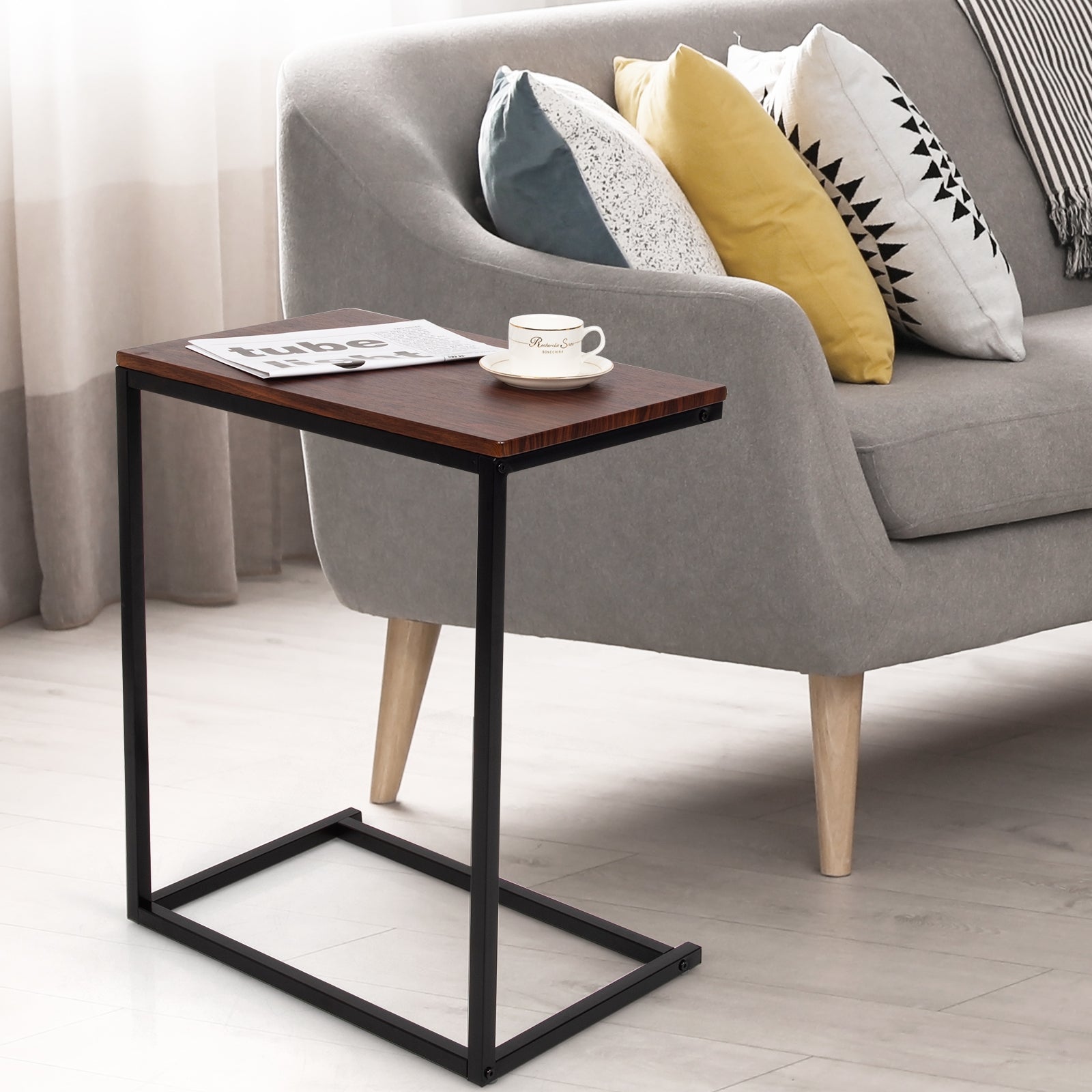 26 Inch Beside Sofa Laptop Holder End Stand Desk, Dark Brown End & Side Tables at Gallery Canada