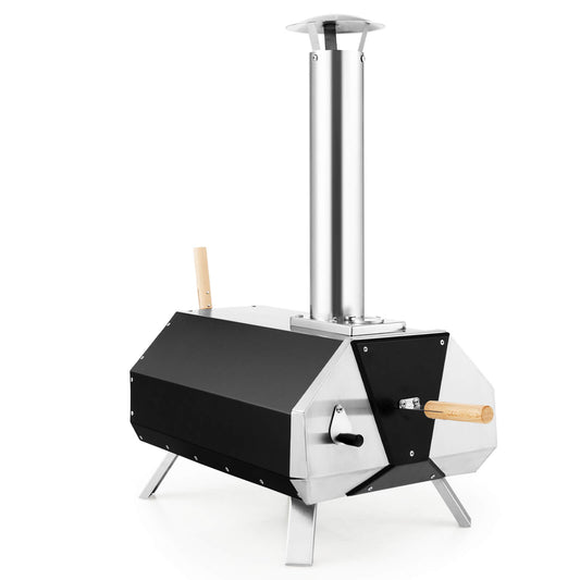 Outdoor Pizza Oven with Stone, Foldable Legs, Black Outdoor Grills Black at Gallery Canada