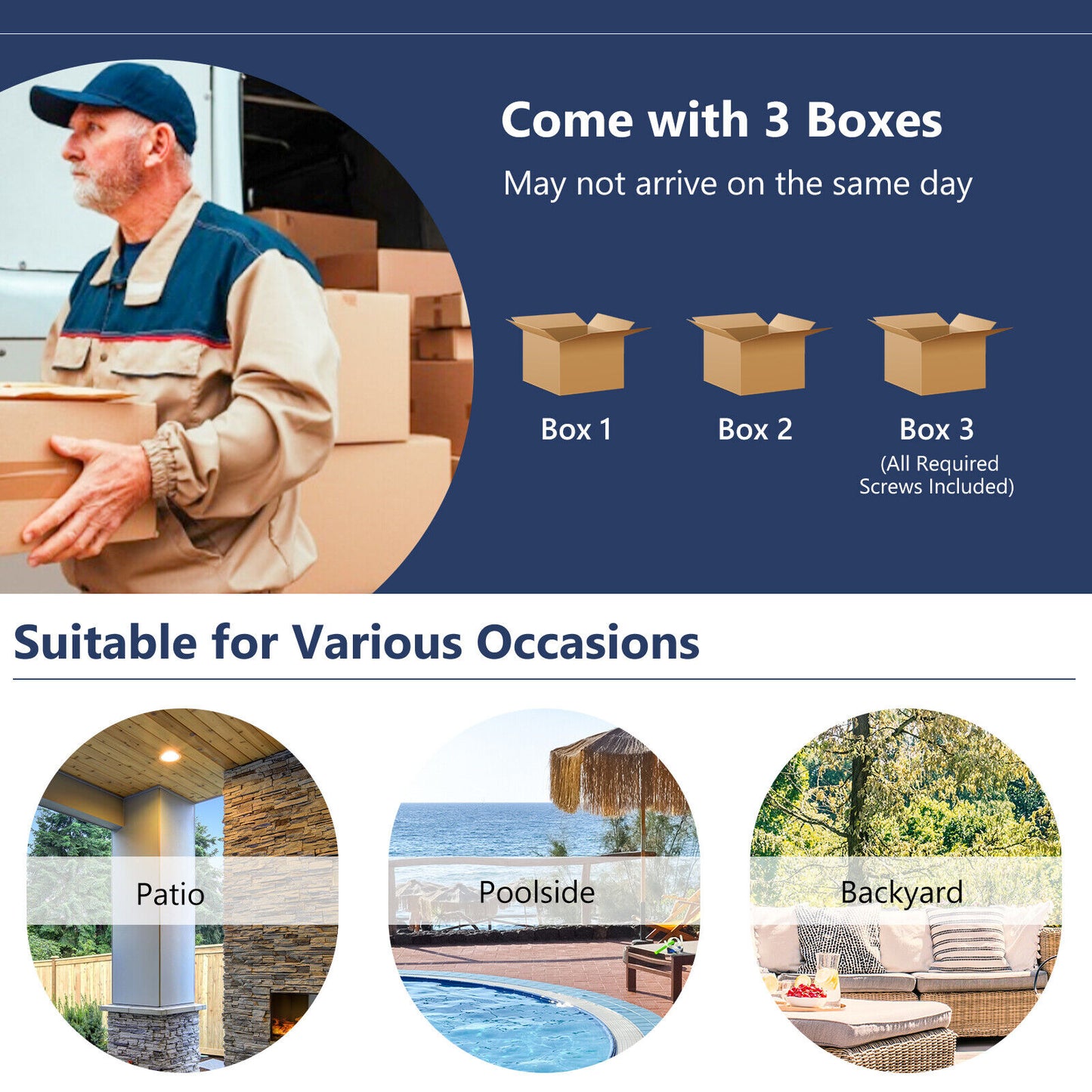 4-Piece Patio Rattan Set With Coffee Table, Navy