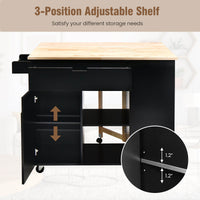 Thumbnail for Drop-Leaf Kitchen Island with Rubber Wood Top - Gallery View 7 of 11