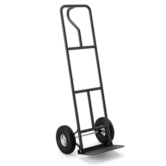 P-Handle Hand Truck with Foldable Load Plate for Warehouse Garage, Black