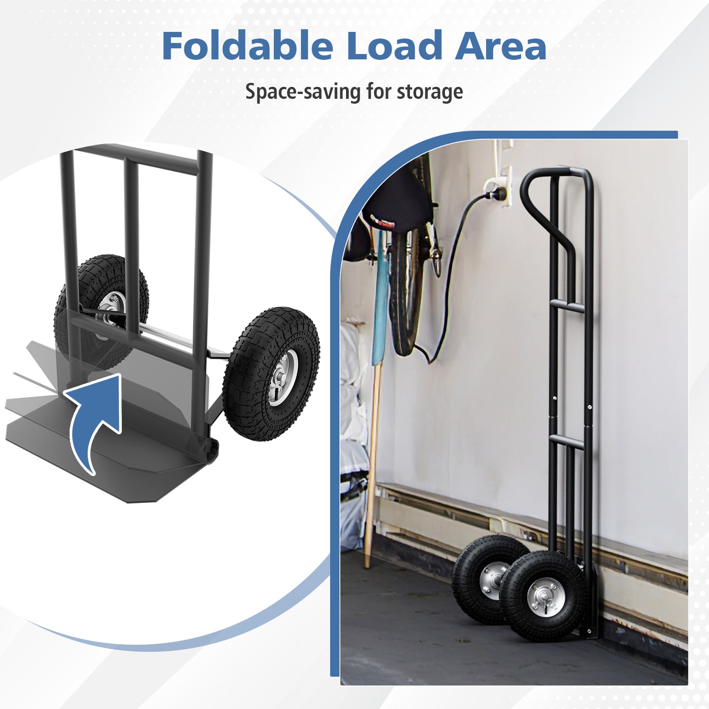 P-Handle Hand Truck with Foldable Load Plate for Warehouse Garage, Black Garages at Gallery Canada