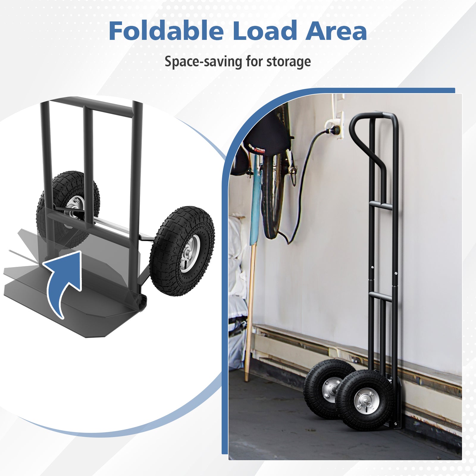 P-Handle Hand Truck with Foldable Load Plate for Warehouse Garage, Black Garages at Gallery Canada