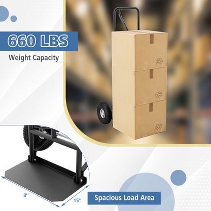 P-Handle Hand Truck with Foldable Load Plate for Warehouse Garage, Black Garages at Gallery Canada