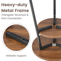 Thumbnail for 2-Tier Round End Table with Open Shelf and Triangular Metal Frame - Gallery View 8 of 9