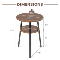 Thumbnail for 2-Tier Round End Table with Open Shelf and Triangular Metal Frame - Gallery View 4 of 9