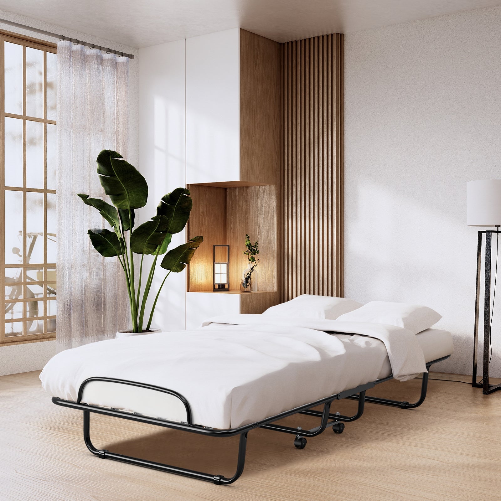 Folding Bed With Memory Foam Mattress, Black Folding Beds at Gallery Canada