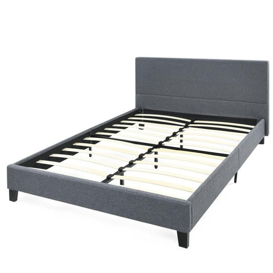 Upholstered Bed Frame Platform with Linen Headboard-Full Size - Gallery Canada