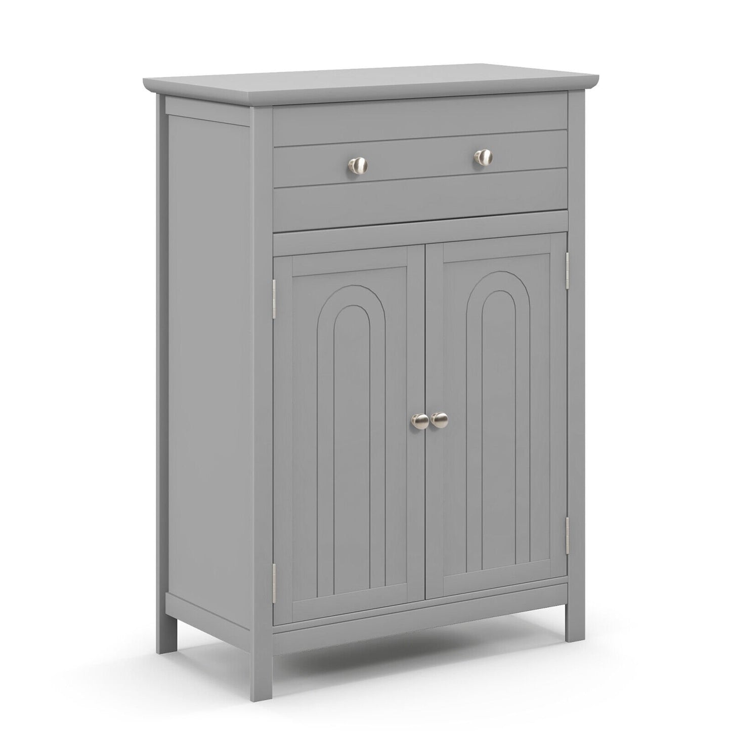 Wooden Bathroom Floor Cabinet with Drawer and Adjustable Shelf, Gray Floor Cabinets Gray at Gallery Canada