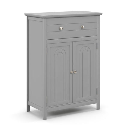 Wooden Bathroom Floor Cabinet with Drawer and Adjustable Shelf, Gray Floor Cabinets Gray at Gallery Canada