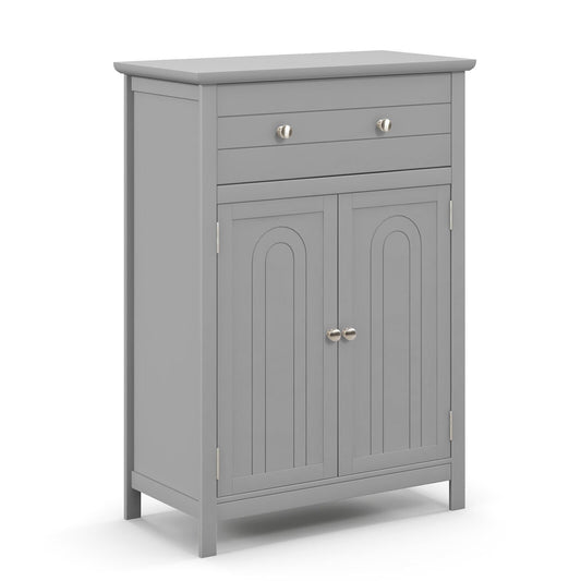Wooden Bathroom Floor Cabinet with Drawer and Adjustable Shelf, Gray Floor Cabinets Gray at Gallery Canada