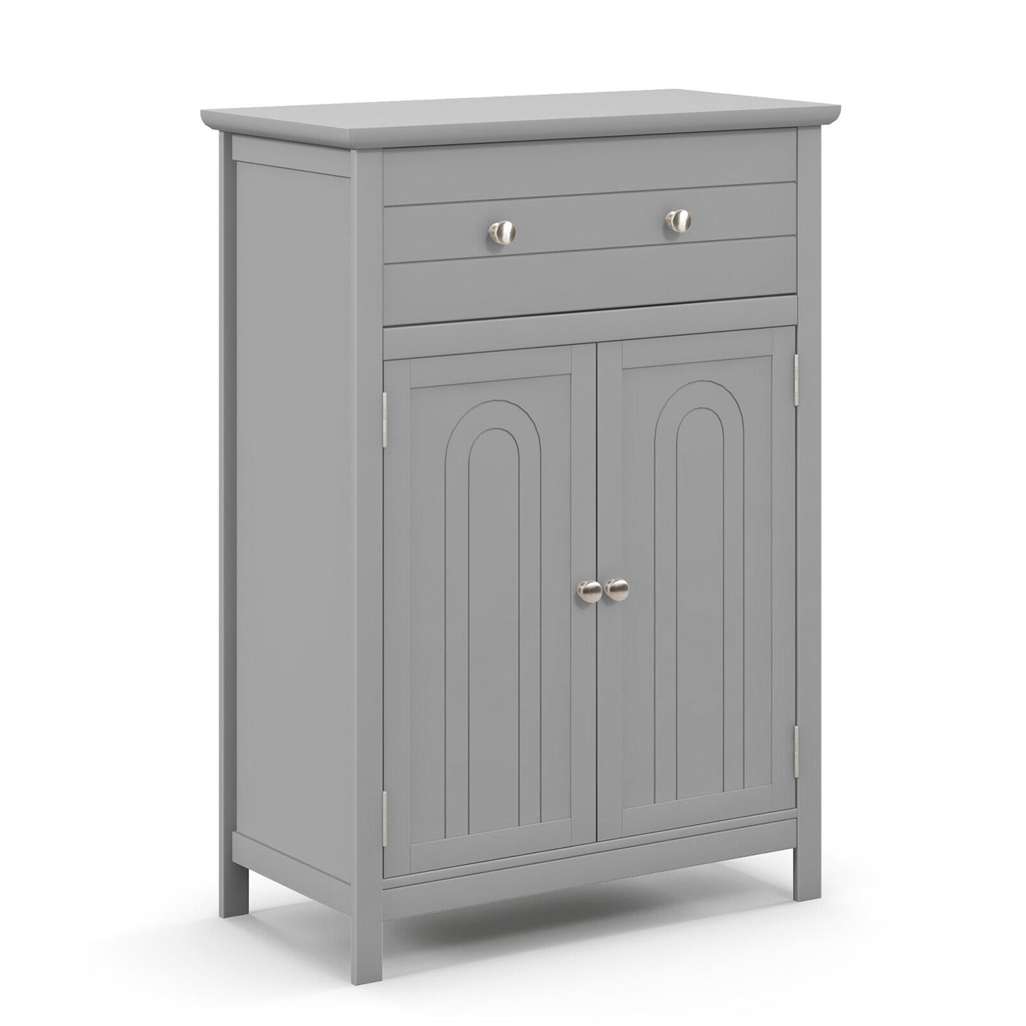 Wooden Bathroom Floor Cabinet, With Drawer And Adjustable Shelf, Gray Floor Cabinets Gray at Gallery Canada