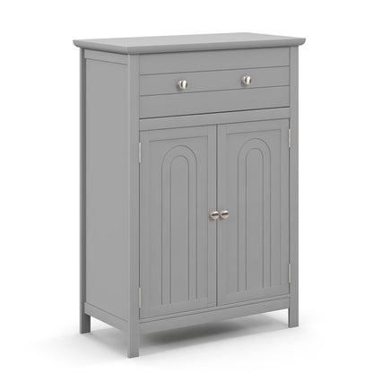 Wooden Bathroom Floor Cabinet, With Drawer And Adjustable Shelf, Gray Floor Cabinets Gray at Gallery Canada
