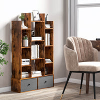 Thumbnail for 12-Tier Open-Back Freestanding Bookshelf with Drawer - Gallery View 2 of 9