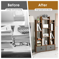 Thumbnail for 12-Tier Open-Back Freestanding Bookshelf with Drawer - Gallery View 6 of 9