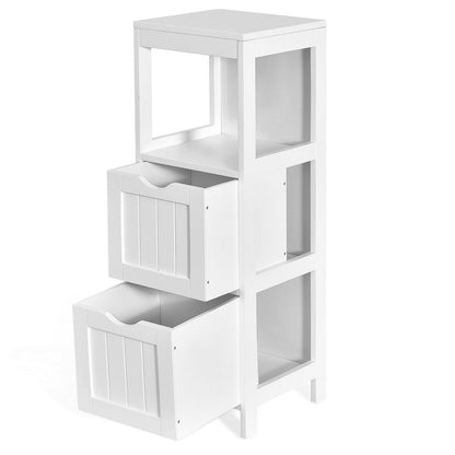 Wooden Bathroom Floor Cabinet with Removable Drawers, White - Gallery Canada