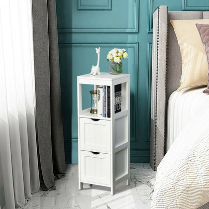 Wooden Bathroom Floor Cabinet with Removable Drawers, White - Gallery Canada