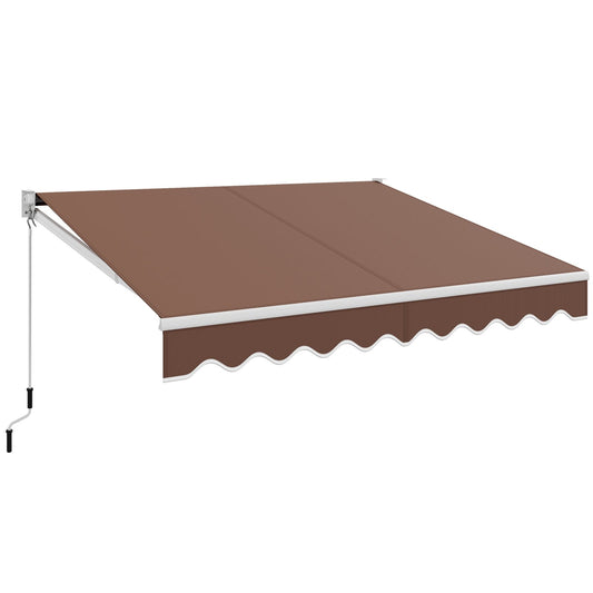 8 x 6.6 Feet Patio Retractable Awning withManual Crank Handle, Brown - Gallery Canada
