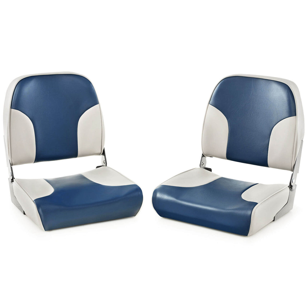 2 Pieces Low Back Boat Seat Set with Sponge Padding and Aluminum Hinges - Gallery View 4 of 11