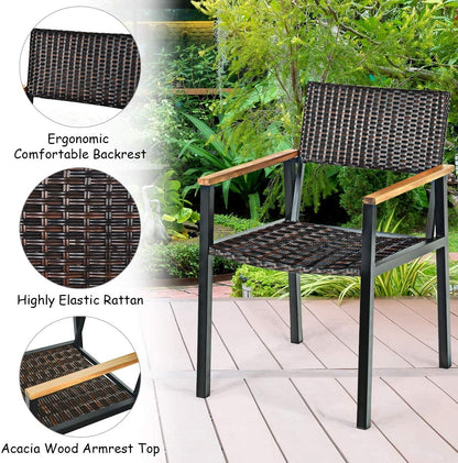 7 Piece Outdoor Dining Set, Large Acacia Wood Table Top, Natural Patio Dining Sets at Gallery Canada