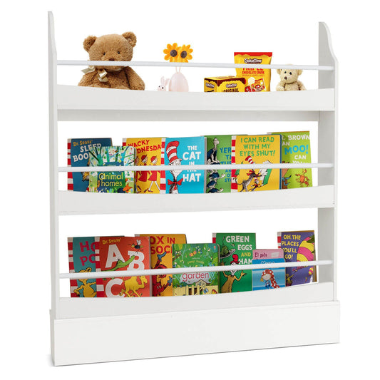 3-Tier Bookshelf with 2 Anti-Tipping Kits for Books and Magazines, White