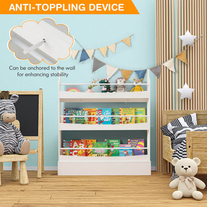 3-Tier Bookshelf with 2 Anti-Tipping Kits for Books and Magazines, White Kids Storage at Gallery Canada